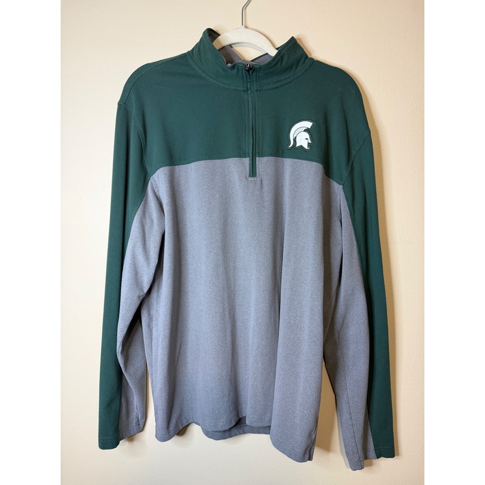 Michigan State Spartans 1/4 Zip Pullover Fleece Green Gray XL NCAA Big Ten